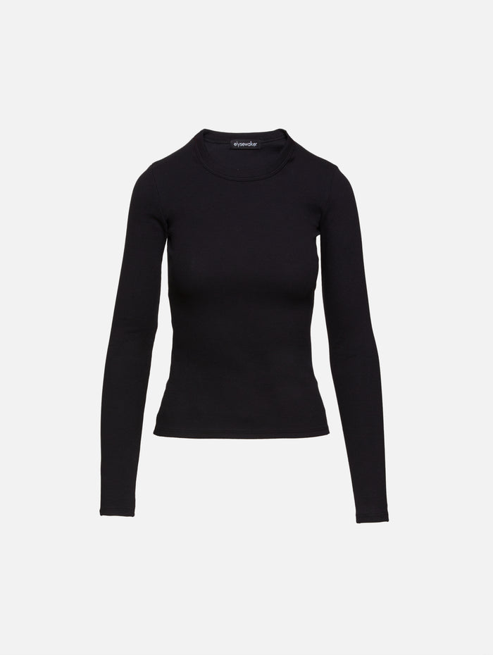 Crawford Long Sleeve Top,ELYSEWALKER LABEL,BLACK,Image 1