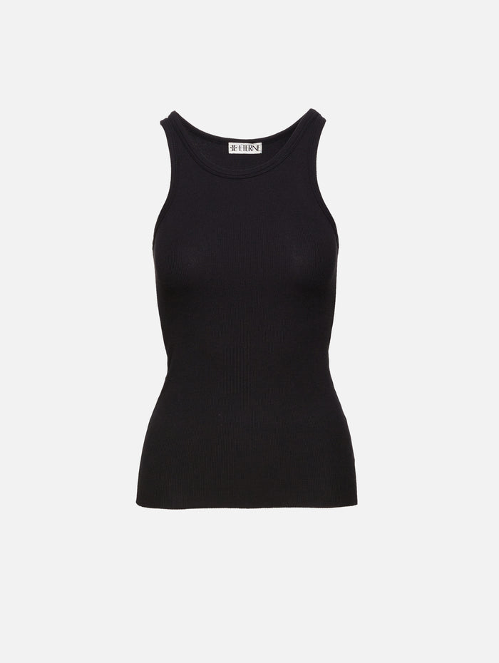 High Neck Fitted Tank,ÉTERNE,BLACK,Image 1