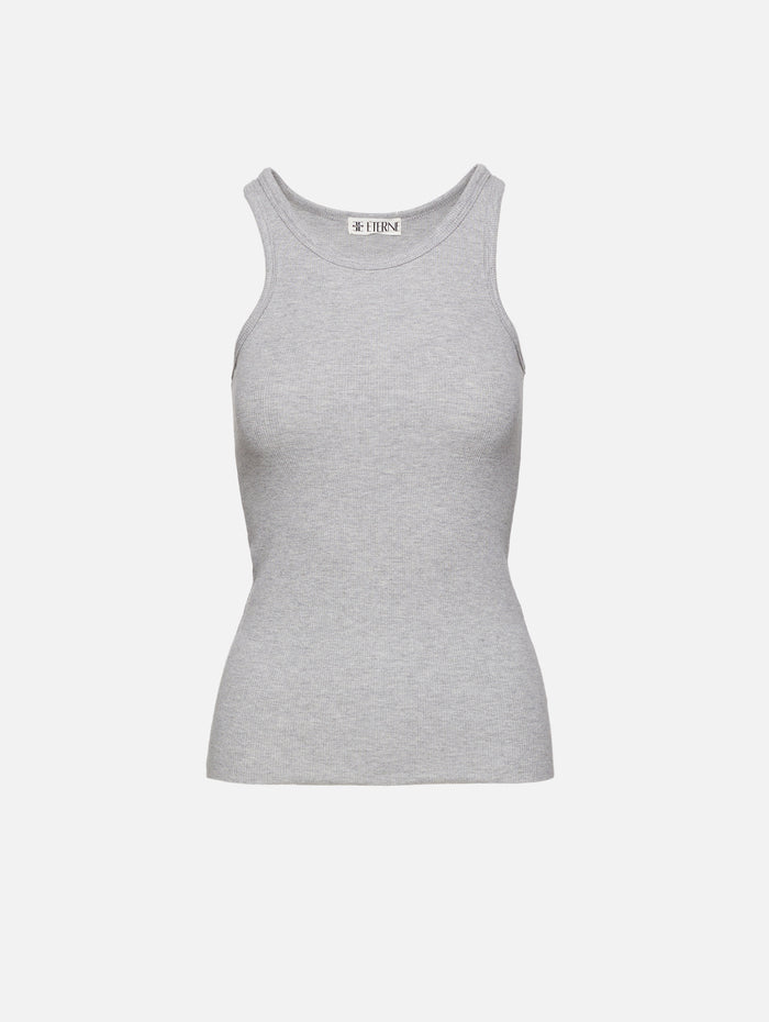 High Neck Fitted Tank,ÉTERNE,HEATHER GREY,Image 1