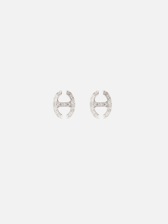 Diamond Link Studs,HOORSENBUHS,WHITE GOLD,Image 1