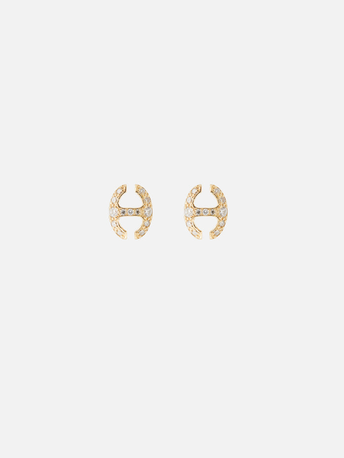 Diamond Link Studs,HOORSENBUHS,YELLOW GOLD,Image 1