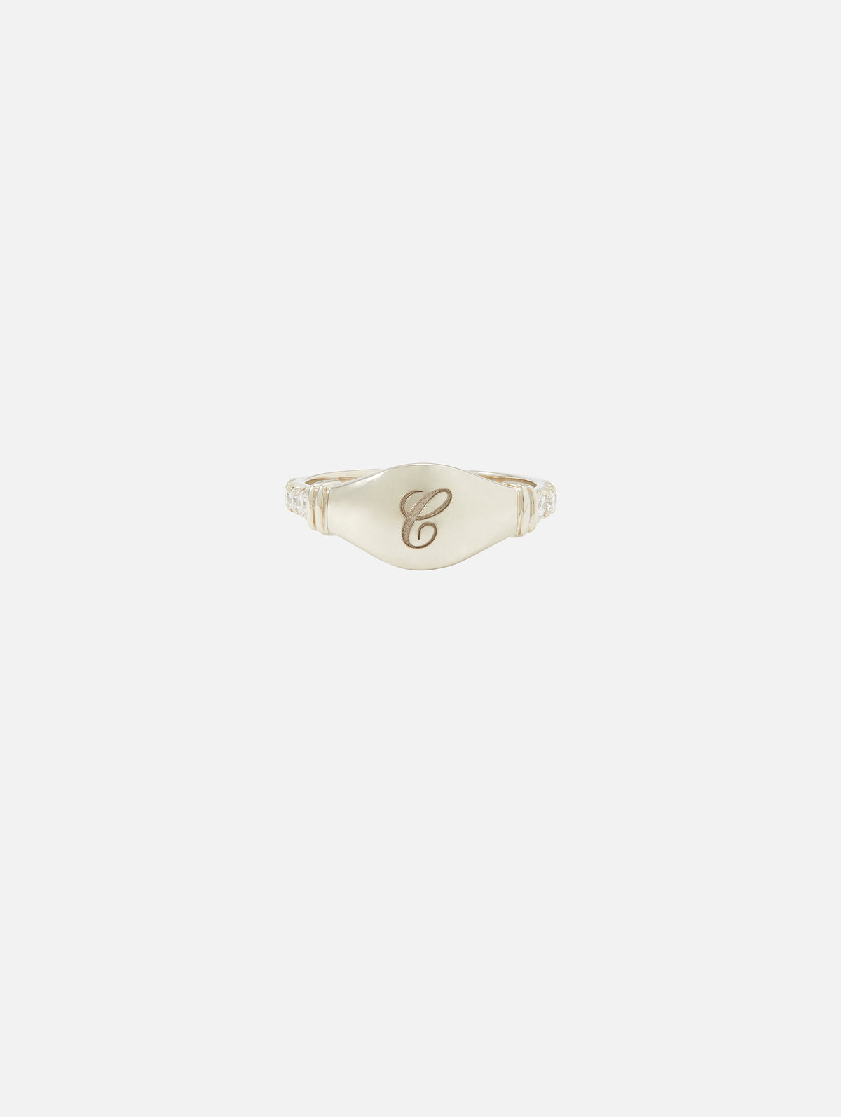 THE MAIA PINKY RING 'C',RENVI,WHITE GOLD,Image 1