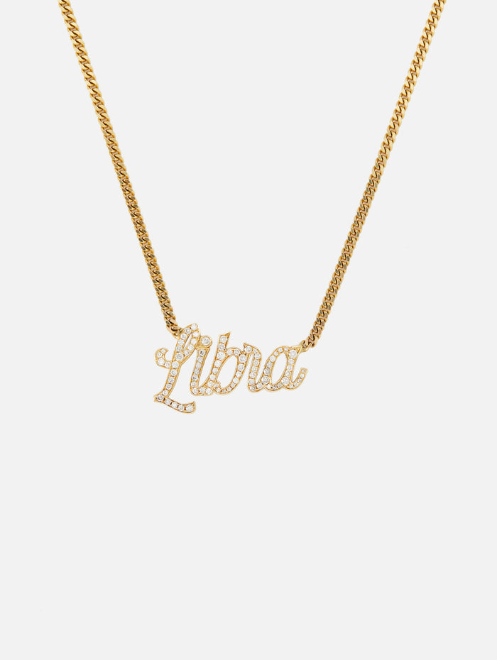 Libra Small La Firma Diamond Necklace,RENVI,YELLOW GOLD,Image 1