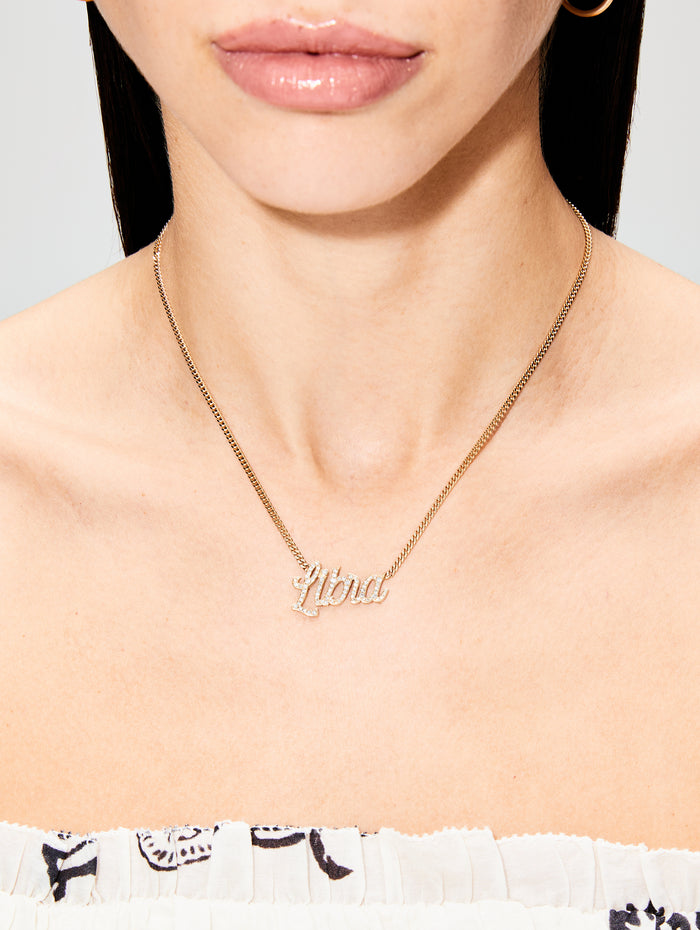 Libra Small La Firma Diamond Necklace,RENVI,YELLOW GOLD,Image 1