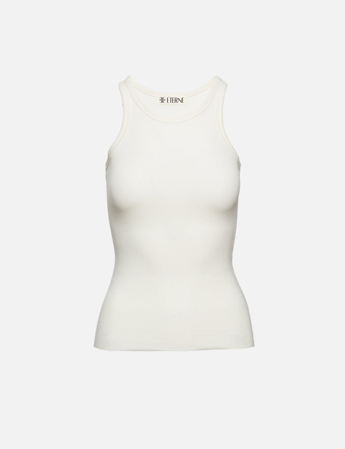 High Neck Fitted Tank,ÉTERNE,CREAM,Image 1