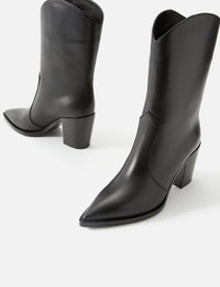Denver Leather Western Boot,GIANVITO ROSSI,BLACK,Image 3