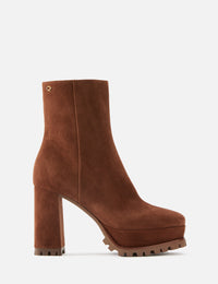 Suede Platform Boot 70mm,GIANVITO ROSSI,BROWN,Image 4