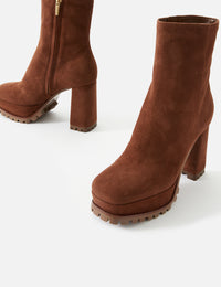 Suede Platform Boot 70mm,GIANVITO ROSSI,BROWN,Image 5