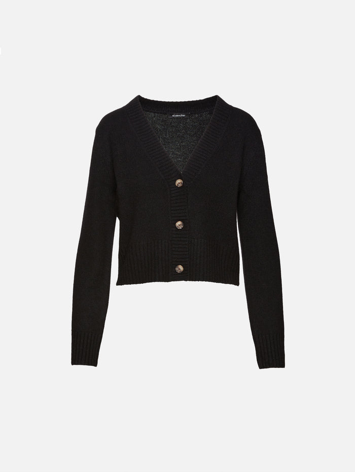 Dove Cropped Cardigan,ELYSEWALKER LABEL,BLACK,Image 1