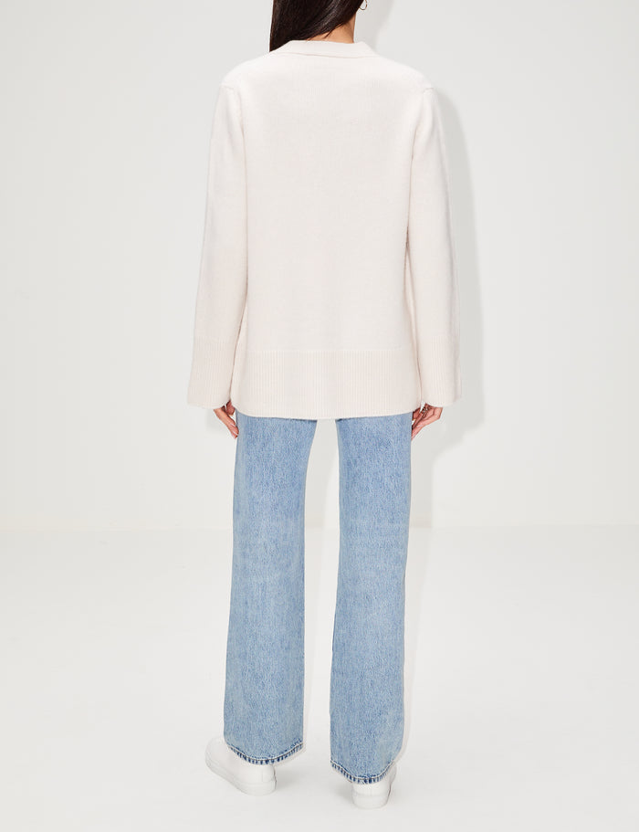 Declan Boyfriend Cardigan,ELYSEWALKER LABEL,ECRU,Image 1
