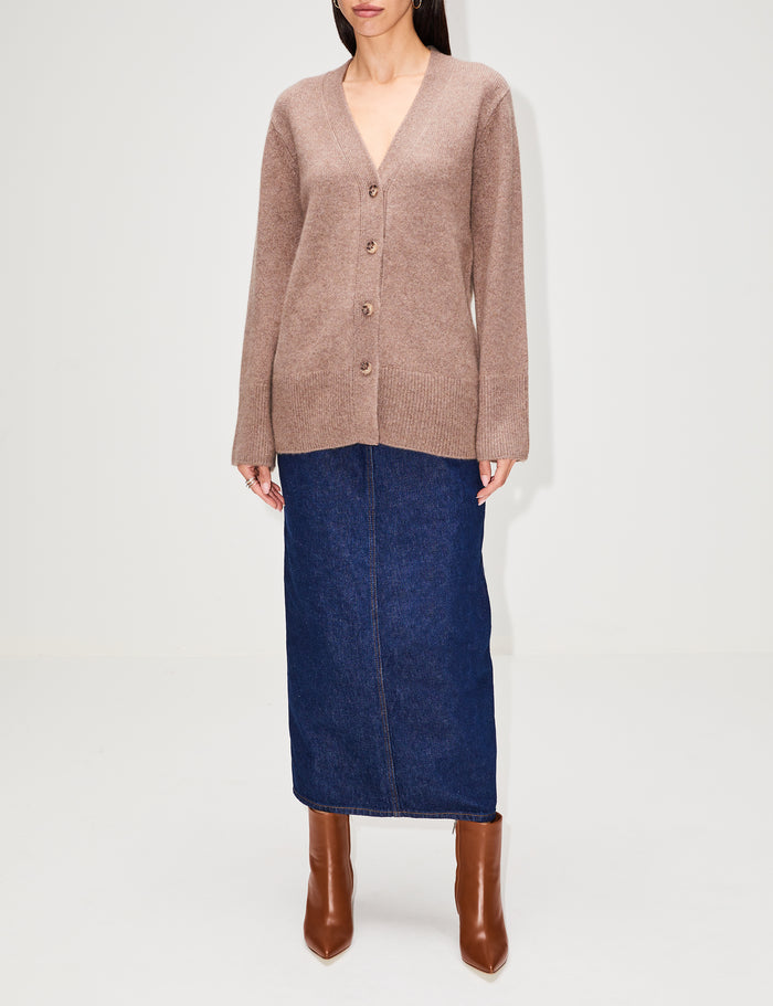 Declan Boyfriend Cardigan,ELYSEWALKER LABEL,WALNUT,Image 1