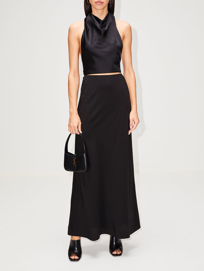 Bias Elastic Skirt,MATTEAU,BLACK,Image 1