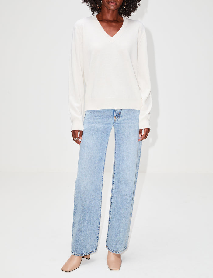 Denver Cashmere Sweater,ELYSEWALKER LABEL,CHALK,Image 1