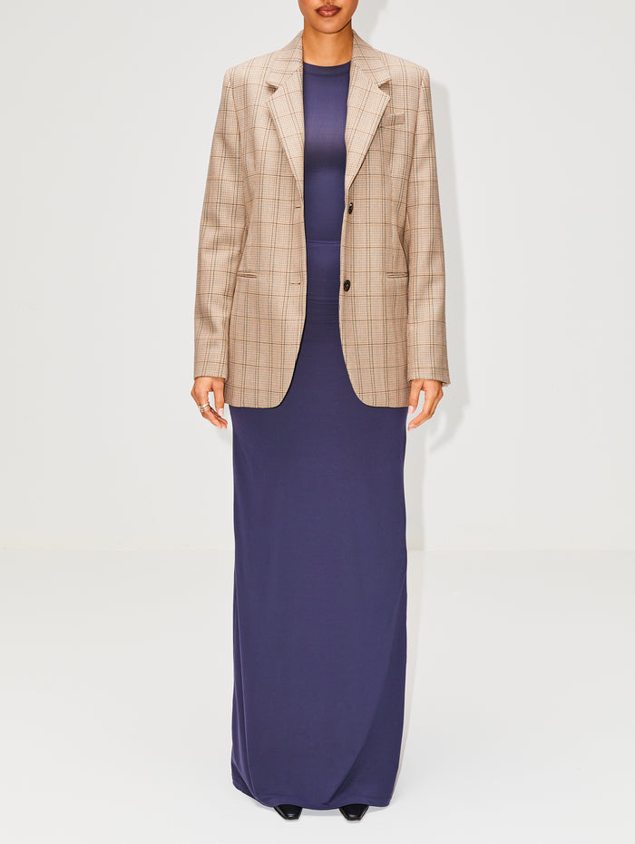 Windowpane Check Suit Jacket,TOTÉME,BISCUIT,Image 1