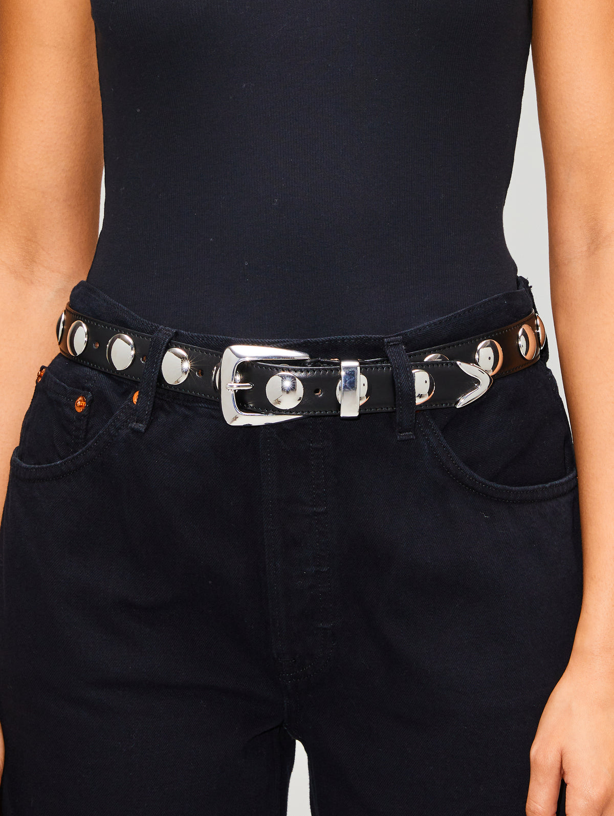 Benny Stud Belt 30mm,KHAITE,BLACK,Image 2