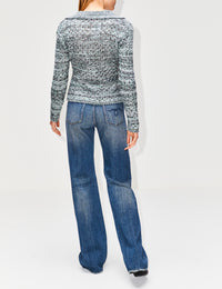 Wave Net Button Shirt,THE ELDER STATESMAN,BLACK/JUNIPER,Image 3