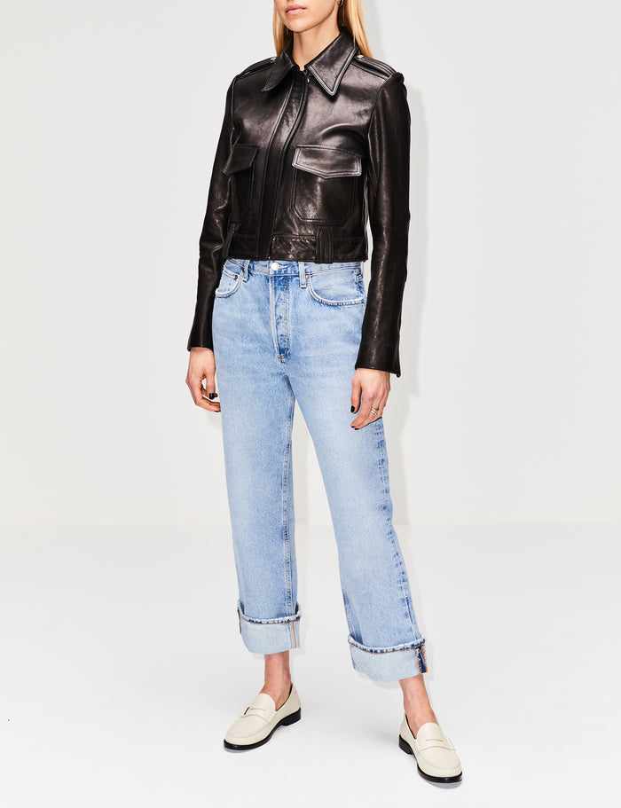 Cordelia Moto Jacket,KHAITE,BLACK,Image 1