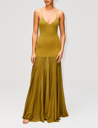 Katya Rib Knit Dress,BRANDON MAXWELL,DRIED TOBACCO,Image 2