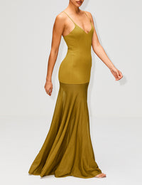 Katya Rib Knit Dress,BRANDON MAXWELL,DRIED TOBACCO,Image 3