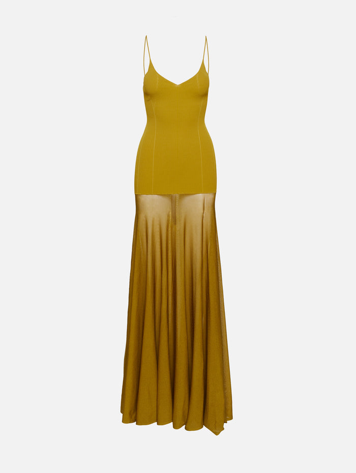 Katya Rib Knit Dress,BRANDON MAXWELL,DRIED TOBACCO,Image 1