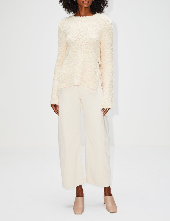 Crewneck Sweater,RABANNE,BEIGE,Image 1