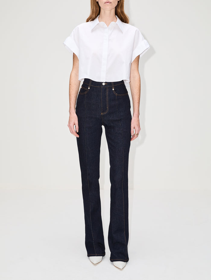 Armour Denim Trouser,ALEXANDER MCQUEEN,DARK COLD WASH,Image 1