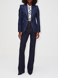 Armour Denim Blazer,ALEXANDER MCQUEEN,DARK COLD WASH,Image 2