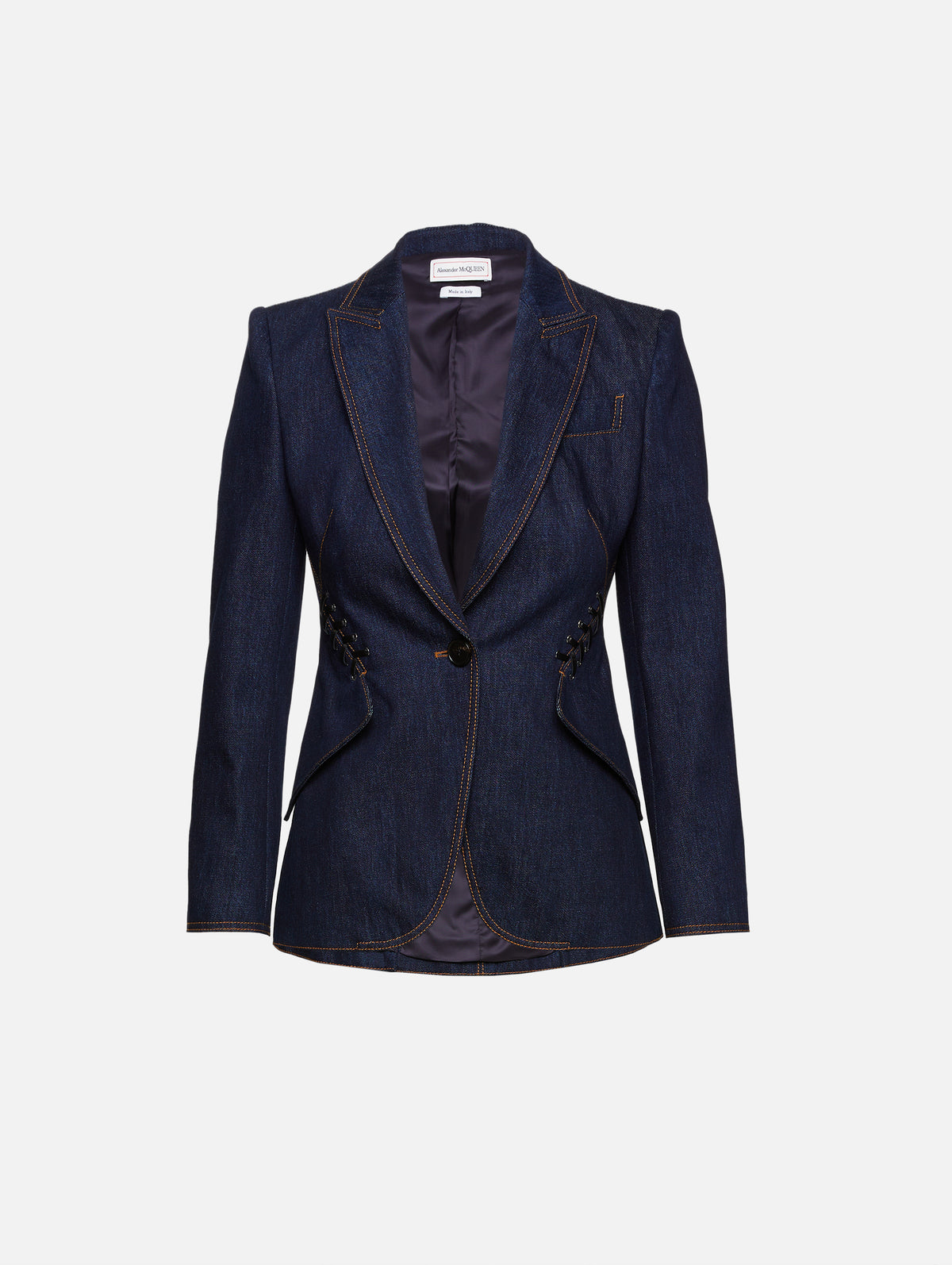 Armour Denim Blazer,ALEXANDER MCQUEEN,DARK COLD WASH,Image 1
