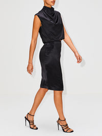 Satin Skirt,SAINT LAURENT,BLACK,Image 3