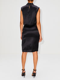Satin Skirt,SAINT LAURENT,BLACK,Image 4