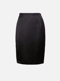 Satin Skirt,SAINT LAURENT,BLACK,Image 1