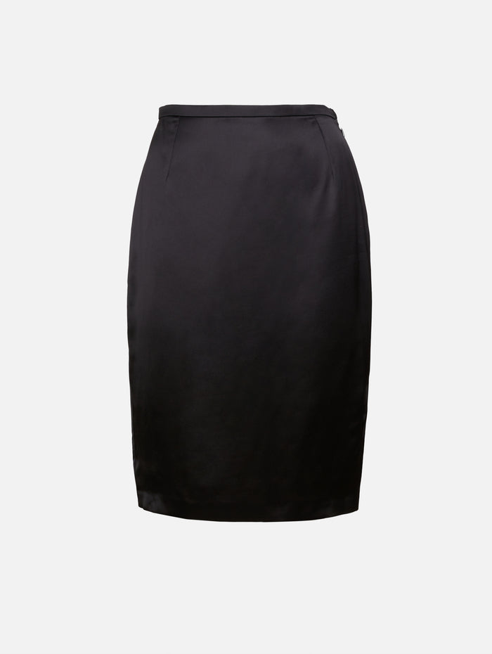 Satin Skirt,SAINT LAURENT,BLACK,Image 1