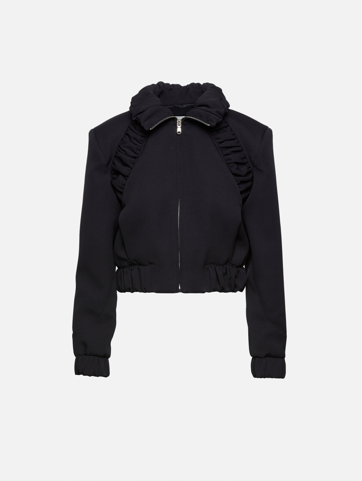 Exclusive Ruched High Neck Jacket,ANONLYCHILD,BLACK,Image 1
