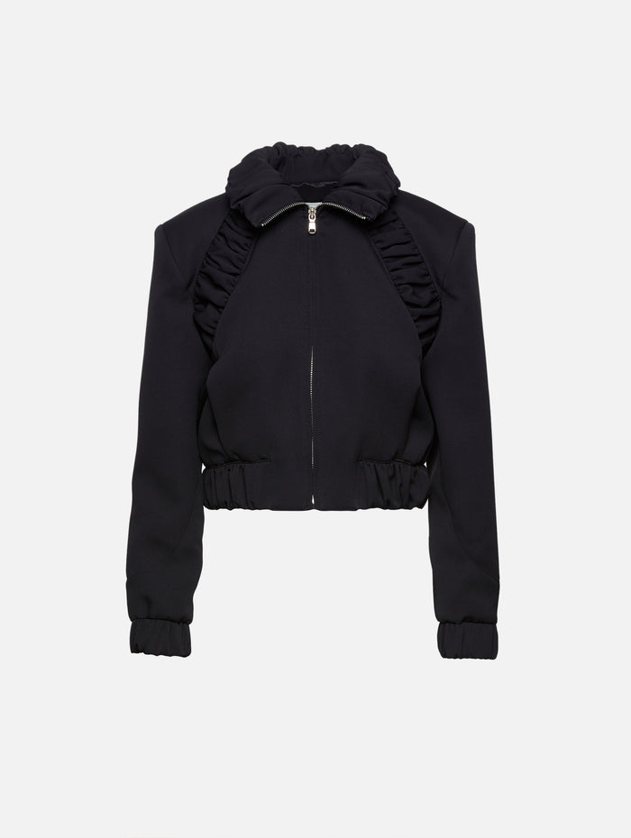 Exclusive Ruched High Neck Jacket,ANONLYCHILD,BLACK,Image 1
