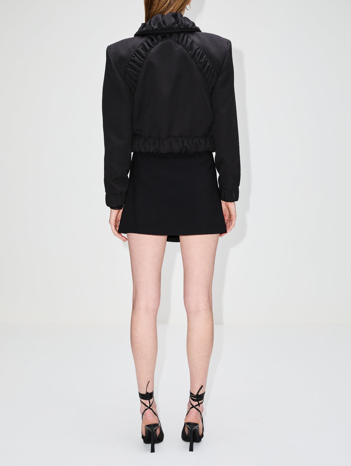 Exclusive Ruched High Neck Jacket,ANONLYCHILD,BLACK,Image 3