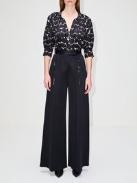 Puff Sleeve Blouse,MAX MARA,BLACK/WHITE,Image 2