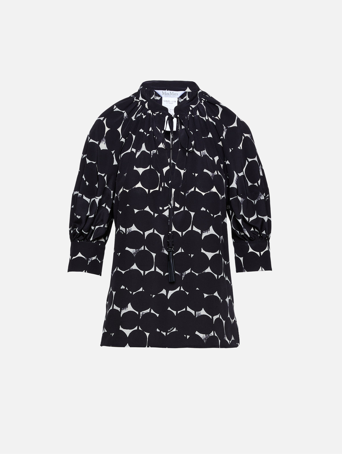 Puff Sleeve Blouse,MAX MARA,BLACK/WHITE,Image 1
