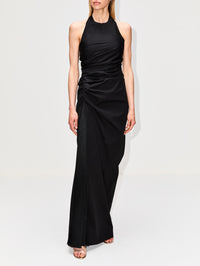 Long Fringe Dress,FERRAGAMO,BLACK,Image 2