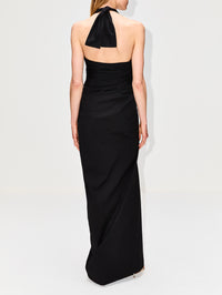 Long Fringe Dress,FERRAGAMO,BLACK,Image 4