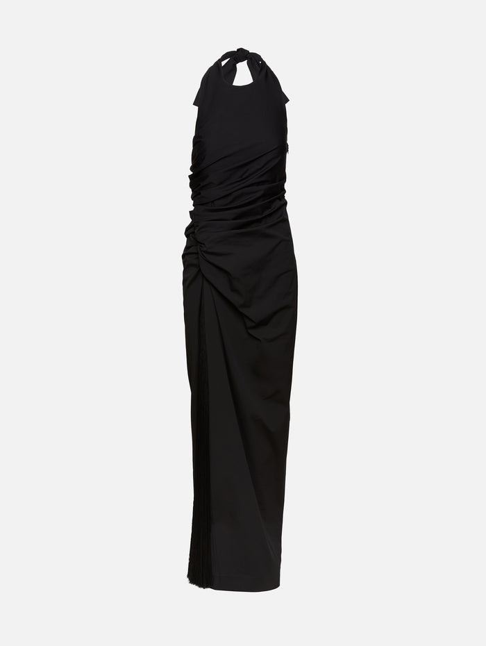 Long Fringe Dress,FERRAGAMO,BLACK,Image 1