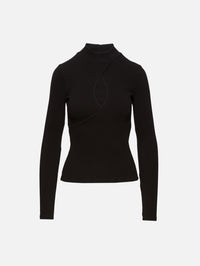Keyhole Mock Neck Top,RE/DONE,BLACK,Image 1