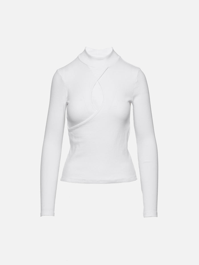 Keyhole Mock Neck Top,RE/DONE,IVORY,Image 1