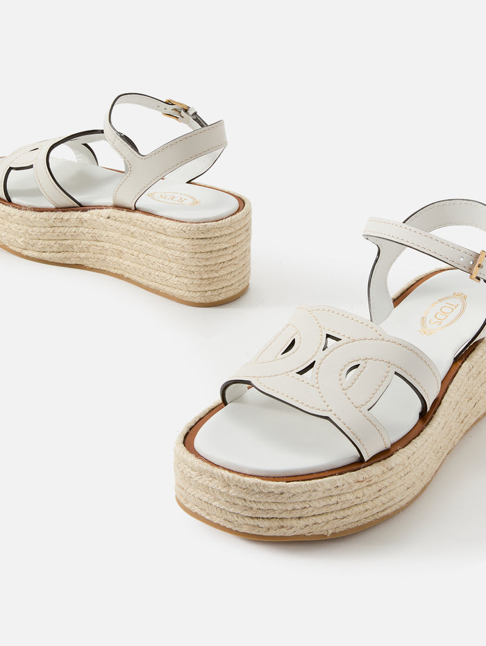 Espadrille Wedge Sandal,TOD'S,BIANCO CALCE,Image 1