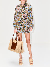 Printed Silk Short,LA LIGNE,BLUE MULTI,Image 2