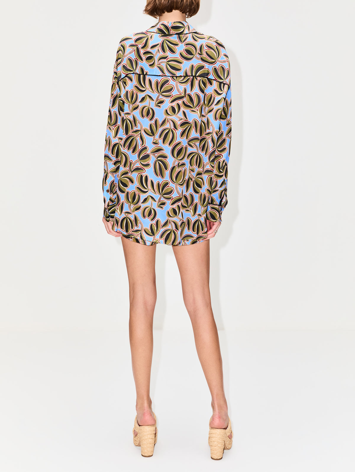 Printed Silk Short,LA LIGNE,BLUE MULTI,Image 3
