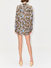 Printed Silk Short,LA LIGNE,BLUE MULTI,Image 3