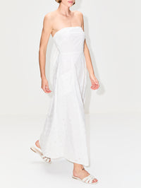 Broderie Strapless Dress,MATTEAU,FLORAL BRODERIE WHITE,Image 3