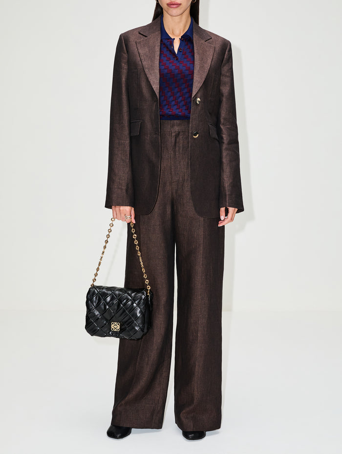 Tailored Jacket,LOEWE,DARK BROWN,Image 1