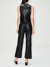 Tailored Leather Vest,ROSETTA GETTY,BLACK,Image 3