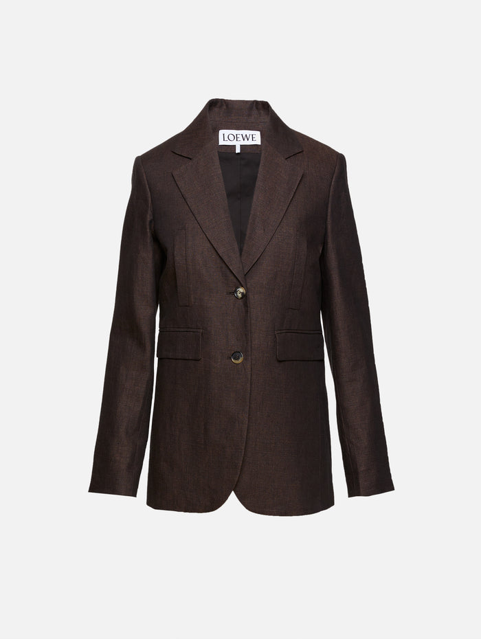 Tailored Jacket,LOEWE,DARK BROWN,Image 1